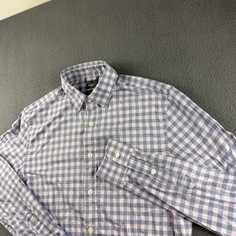 Faherty Shirt Mens S Purple Movement Plaid Gingham Stretch Nylon Blend Huckberry